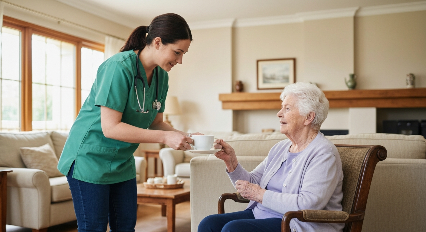 Kope Medics live-in carer providing round-the-clock home care support for an elderly man in London