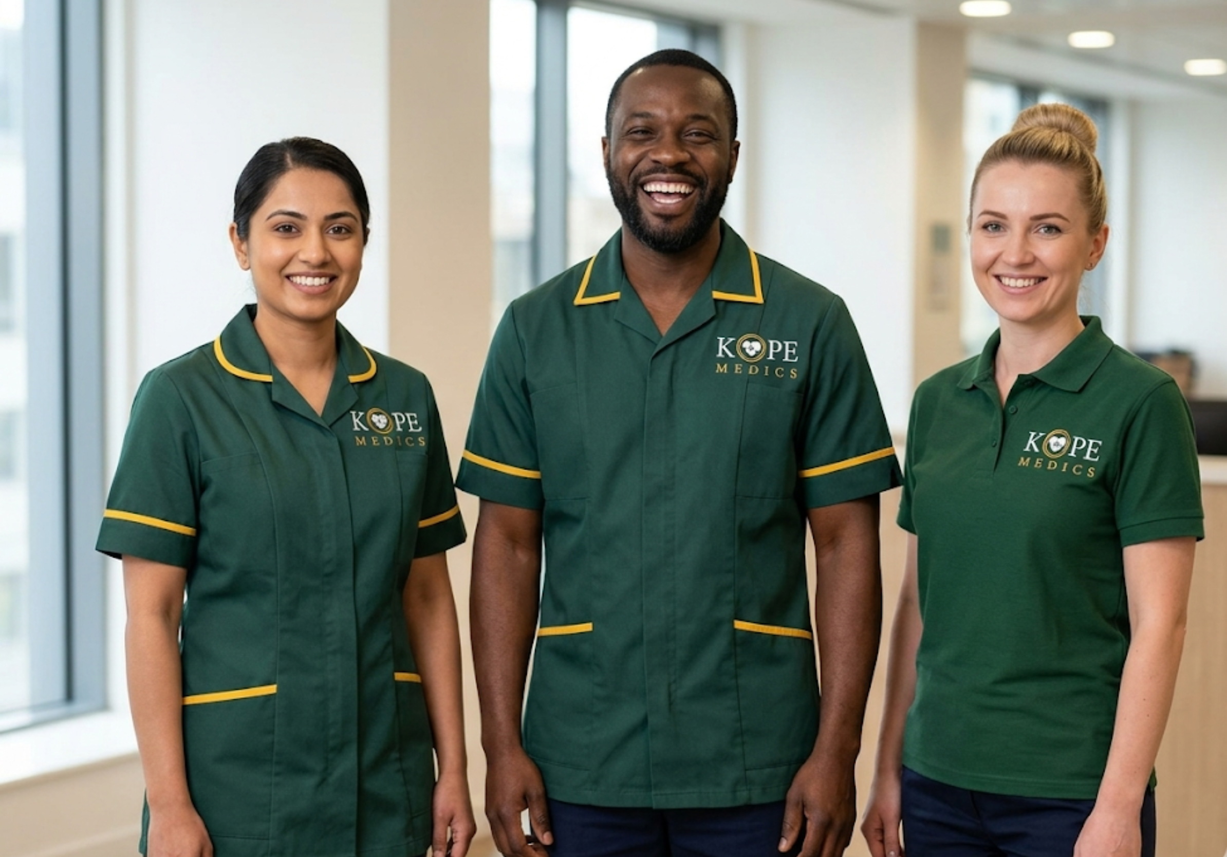 Diverse team of Kope-Medics professional care workers in London, home care, complex care, and specialist support